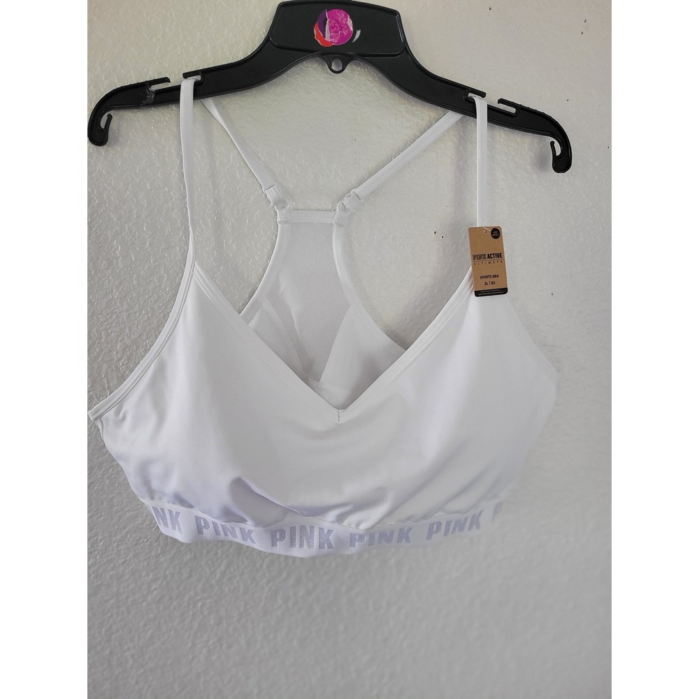 PINK Victoria's Secret White Low Impact Sports Bra XL Active Ultimate Mesh #12
